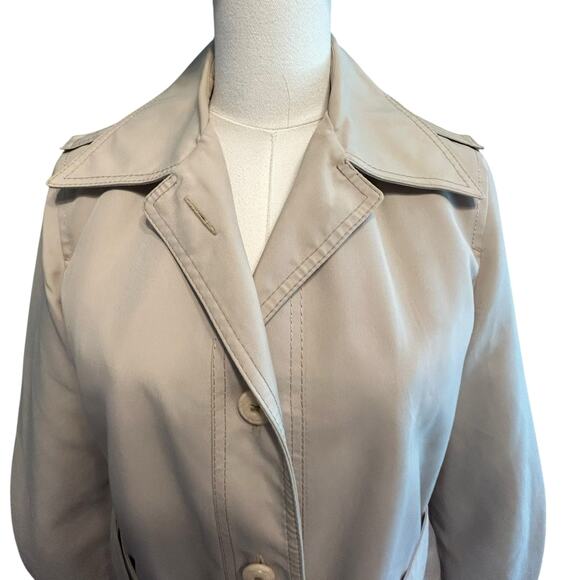 London Fog Womens VTG Trench Coat 8 Reg USA Jacket Zip Out Fur Lining & Belt - Picture 2 of 16